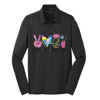 Peace Love Wound Care Nurse Nursing Heart Stethoscope Cool Gift Silk Touch Performance Long Sleeve Polo