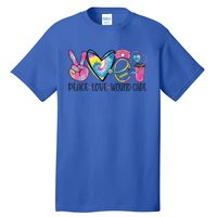 Peace Love Wound Care Nurse Nursing Heart Stethoscope Cool Gift Tall T-Shirt