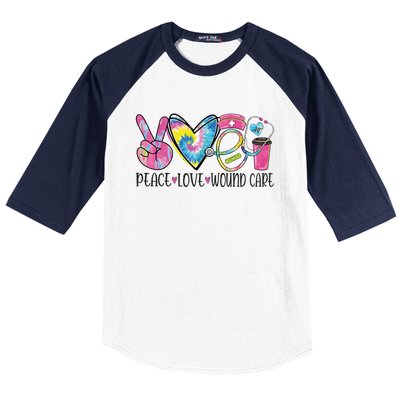 Peace Love Wound Care Nurse Nursing Heart Stethoscope Cool Gift Baseball Sleeve Shirt