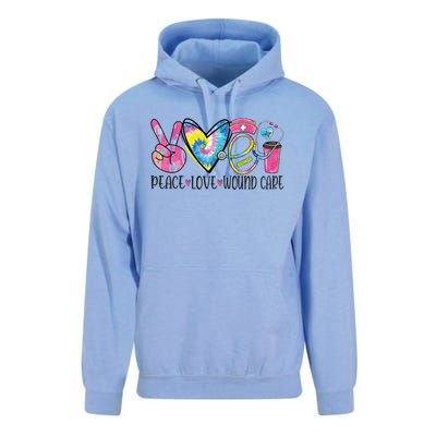 Peace Love Wound Care Nurse Nursing Heart Stethoscope Cool Gift Unisex Surf Hoodie