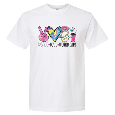 Peace Love Wound Care Nurse Nursing Heart Stethoscope Cool Gift Garment-Dyed Heavyweight T-Shirt