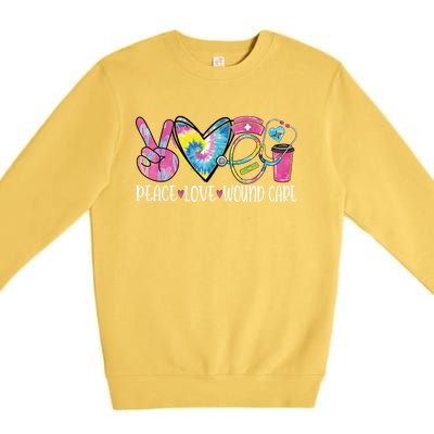 Peace Love Wound Care Nurse Nursing Heart Stethoscope Meaningful Gift Premium Crewneck Sweatshirt