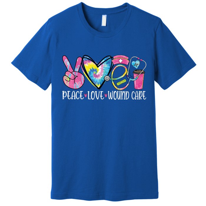 Peace Love Wound Care Nurse Nursing Heart Stethoscope Meaningful Gift Premium T-Shirt