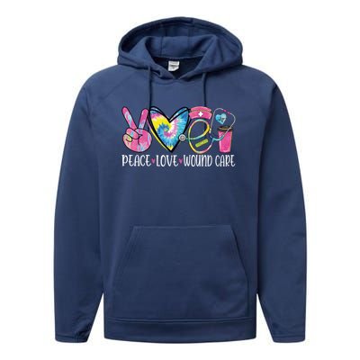 Peace Love Wound Care Nurse Nursing Heart Stethoscope Meaningful Gift Performance Fleece Hoodie