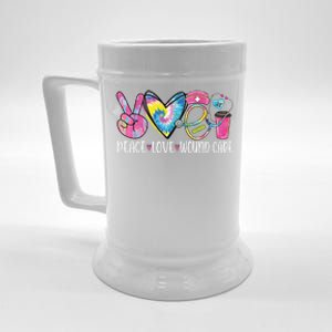 Peace Love Wound Care Nurse Nursing Heart Stethoscope Meaningful Gift Beer Stein