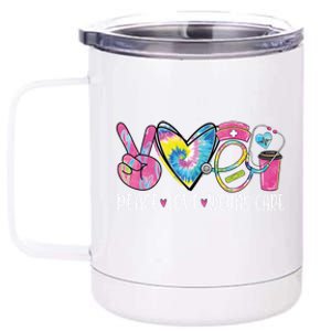 Peace Love Wound Care Nurse Nursing Heart Stethoscope Meaningful Gift 12 oz Stainless Steel Tumbler Cup