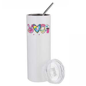 Peace Love Wound Care Nurse Nursing Heart Stethoscope Meaningful Gift Stainless Steel Tumbler