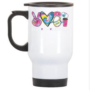 Peace Love Wound Care Nurse Nursing Heart Stethoscope Meaningful Gift Stainless Steel Travel Mug