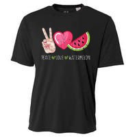 Peace Love Watermelon Funny Summer Fruit Lover Graphic Cooling Performance Crew T-Shirt