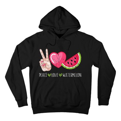 Peace Love Watermelon Funny Summer Fruit Lover Graphic Hoodie