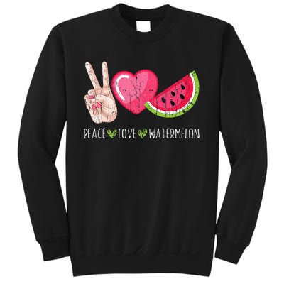 Peace Love Watermelon Funny Summer Fruit Lover Graphic Sweatshirt