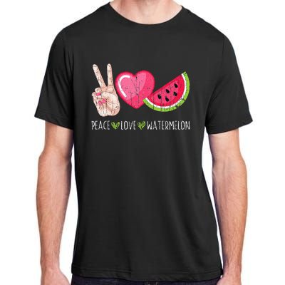 Peace Love Watermelon Funny Summer Fruit Lover Graphic Adult ChromaSoft Performance T-Shirt