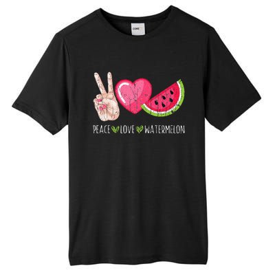 Peace Love Watermelon Funny Summer Fruit Lover Graphic Tall Fusion ChromaSoft Performance T-Shirt