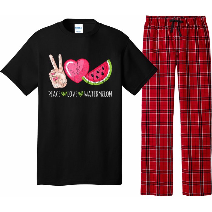 Peace Love Watermelon Funny Summer Fruit Lover Graphic Pajama Set