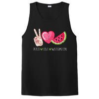 Peace Love Watermelon Funny Summer Fruit Lover Graphic PosiCharge Competitor Tank