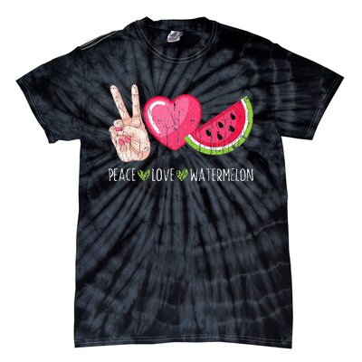 Peace Love Watermelon Funny Summer Fruit Lover Graphic Tie-Dye T-Shirt