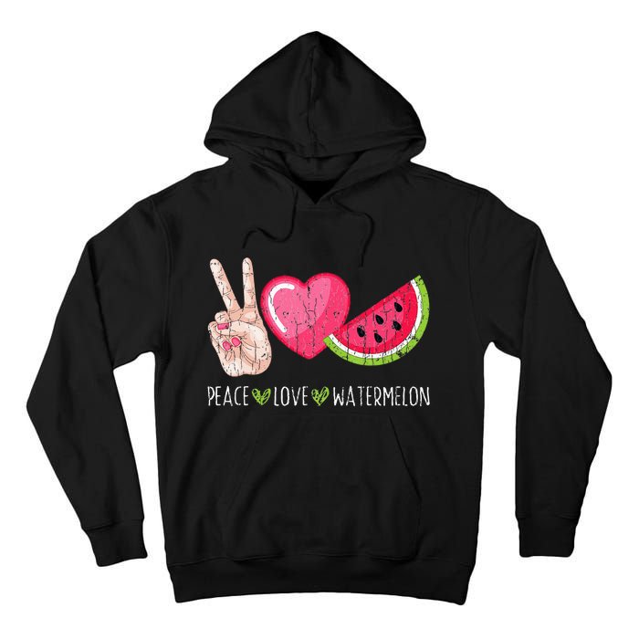 Peace Love Watermelon Funny Summer Fruit Lover Graphic Tall Hoodie