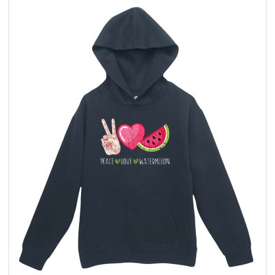 Peace Love Watermelon Funny Summer Fruit Lover Graphic Urban Pullover Hoodie