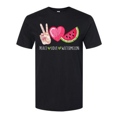 Peace Love Watermelon Funny Summer Fruit Lover Graphic Softstyle CVC T-Shirt