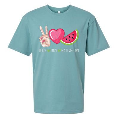 Peace Love Watermelon Funny Summer Fruit Lover Graphic Sueded Cloud Jersey T-Shirt