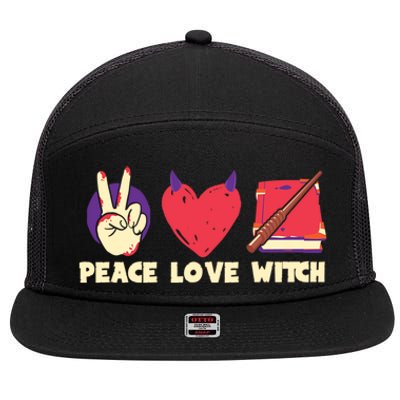 Peace Love Witch Halloween Costume Cool Gift 7 Panel Mesh Trucker Snapback Hat