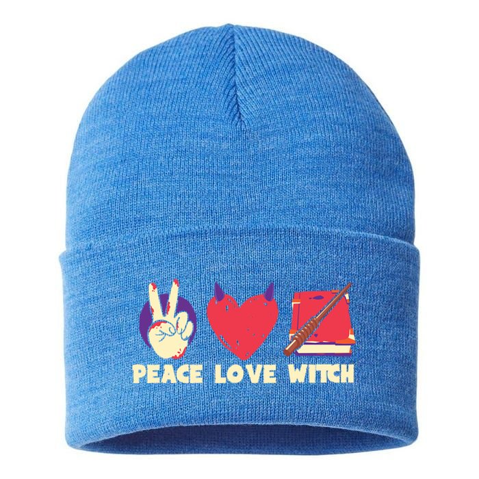 Peace Love Witch Halloween Costume Cool Gift Sustainable Knit Beanie