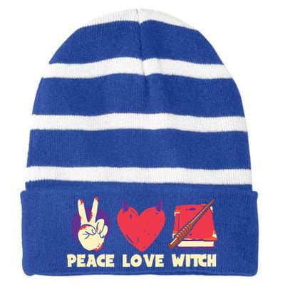 Peace Love Witch Halloween Costume Cool Gift Striped Beanie with Solid Band