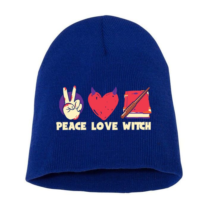 Peace Love Witch Halloween Costume Cool Gift Short Acrylic Beanie