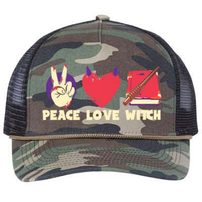 Peace Love Witch Halloween Costume Cool Gift Retro Rope Trucker Hat Cap