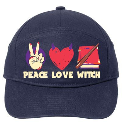 Peace Love Witch Halloween Costume Cool Gift 7-Panel Snapback Hat