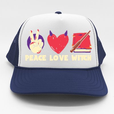 Peace Love Witch Halloween Costume Cool Gift Trucker Hat