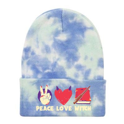 Peace Love Witch Halloween Costume Cool Gift Tie Dye 12in Knit Beanie