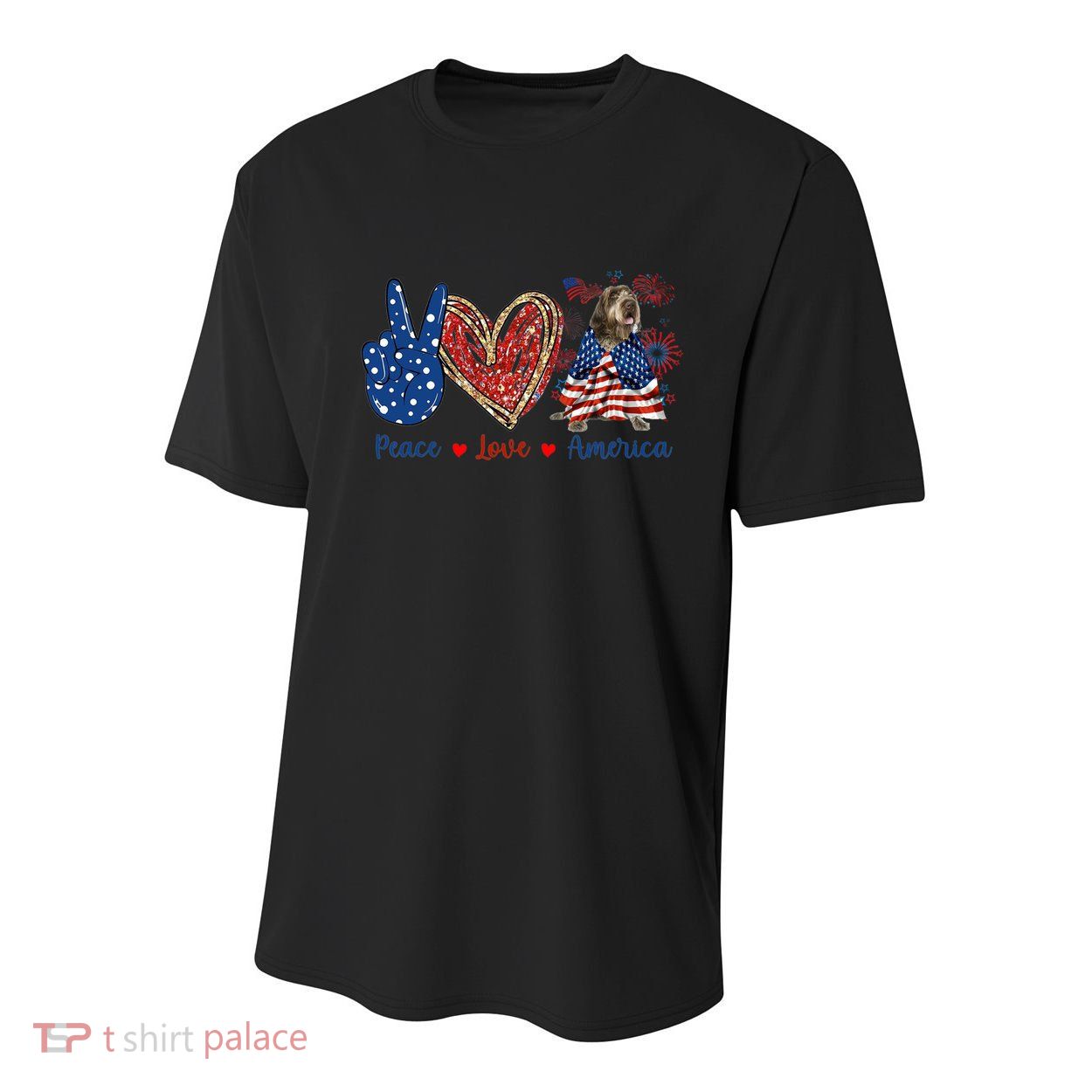 Peace Love Wirehaired Pointing Griffon Dog Patriotic America Gift Youth Performance Sprint T-Shirt