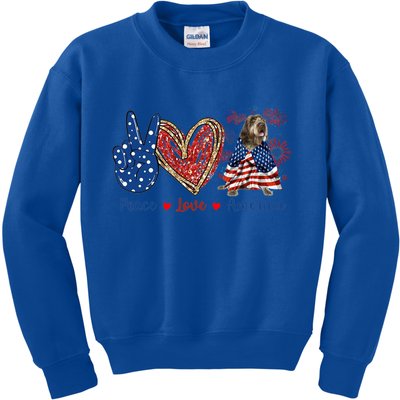 Peace Love Wirehaired Pointing Griffon Dog Patriotic America Gift Kids Sweatshirt