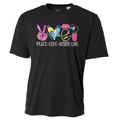 Peace Love Wound Care Nurse Nursing Heart Stethoscope Cooling Performance Crew T-Shirt