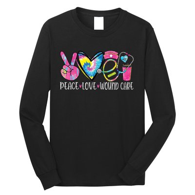 Peace Love Wound Care Nurse Nursing Heart Stethoscope Long Sleeve Shirt