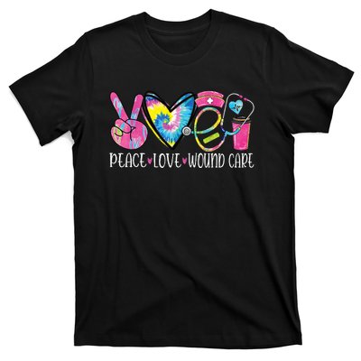 Peace Love Wound Care Nurse Nursing Heart Stethoscope T-Shirt