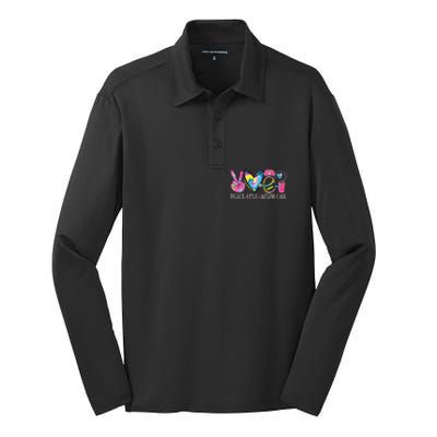 Peace Love Wound Care Nurse Nursing Heart Stethoscope Silk Touch Performance Long Sleeve Polo