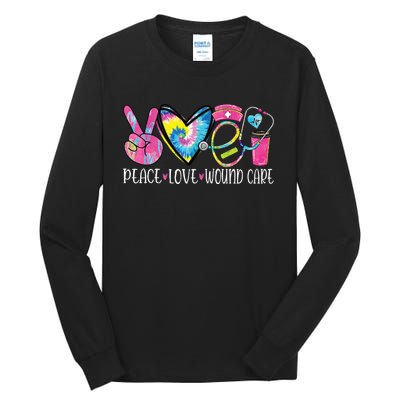 Peace Love Wound Care Nurse Nursing Heart Stethoscope Tall Long Sleeve T-Shirt