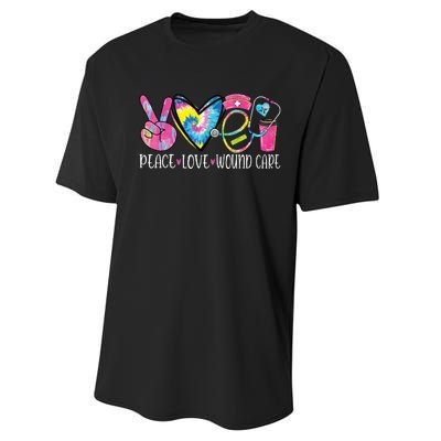 Peace Love Wound Care Nurse Nursing Heart Stethoscope Performance Sprint T-Shirt