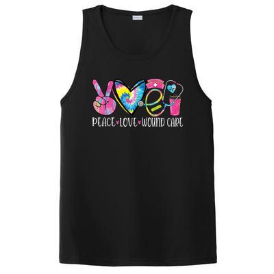 Peace Love Wound Care Nurse Nursing Heart Stethoscope PosiCharge Competitor Tank