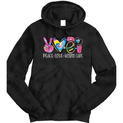 Peace Love Wound Care Nurse Nursing Heart Stethoscope Tie Dye Hoodie