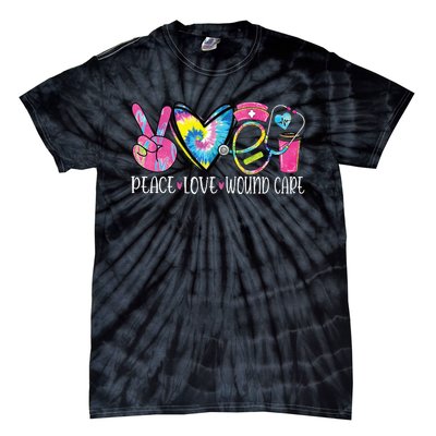 Peace Love Wound Care Nurse Nursing Heart Stethoscope Tie-Dye T-Shirt