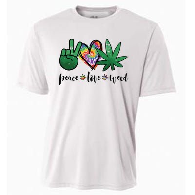 Peace Love Weed Marijuana Hippie Weed Cannabis 420 Stoner Cooling Performance Crew T-Shirt