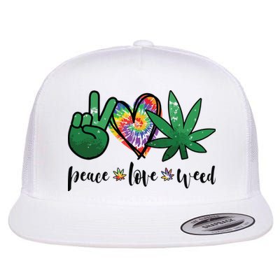 Peace Love Weed Marijuana Hippie Weed Cannabis 420 Stoner Flatbill Hat