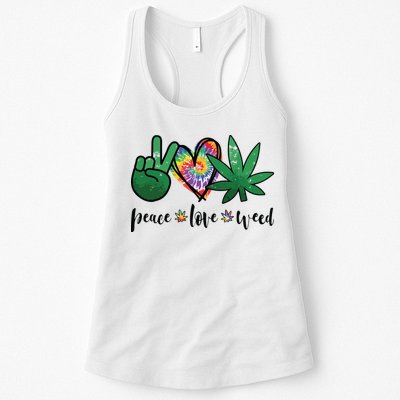 Peace Love Weed Marijuana Hippie Weed Cannabis 420 Stoner Womens Tank Top