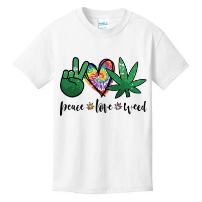 Peace Love Weed Marijuana Hippie Weed Cannabis 420 Stoner Kids T-Shirt