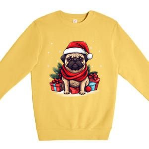 Pug Lover Xmas Decoration Santa Hat Pug Christmas Gift Premium Crewneck Sweatshirt