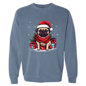 Pug Lover Xmas Decoration Santa Hat Pug Christmas Gift Garment-Dyed Sweatshirt