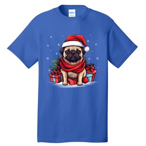 Pug Lover Xmas Decoration Santa Hat Pug Christmas Gift Tall T-Shirt